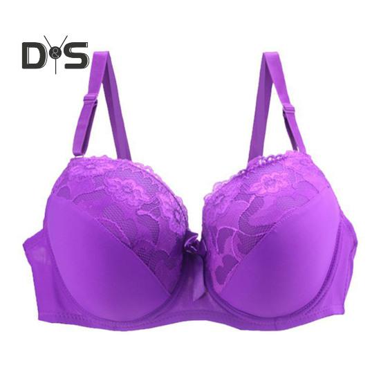 Push-Up-BH für Damen in Übergröße, sexy Blumenspitze, vollständige Abdeckung, Bügel-BH, gepolstert, stützender Alltags-BH für große Brüste