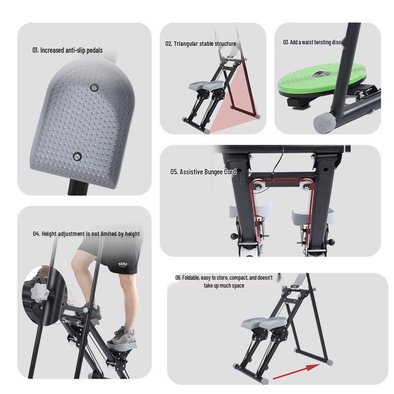 Foldable Home Stair Climber Stepper: Multi-Function Fitness Twist Waist Machine