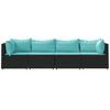 VidaXL Garden Lounge Set 4 Pcs with Cushions Black Wicker, Outdoor Lounge Set, Furniture Set 319800