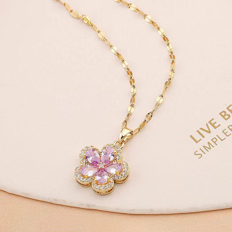 Dopamine Plum Blossom Necklace: Elegant 2025 Women s Clavicle Chain