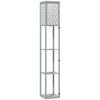 Floor Lamp with Shelf, 3 Compartments, Compact Dimensions, MDF, Light Grey