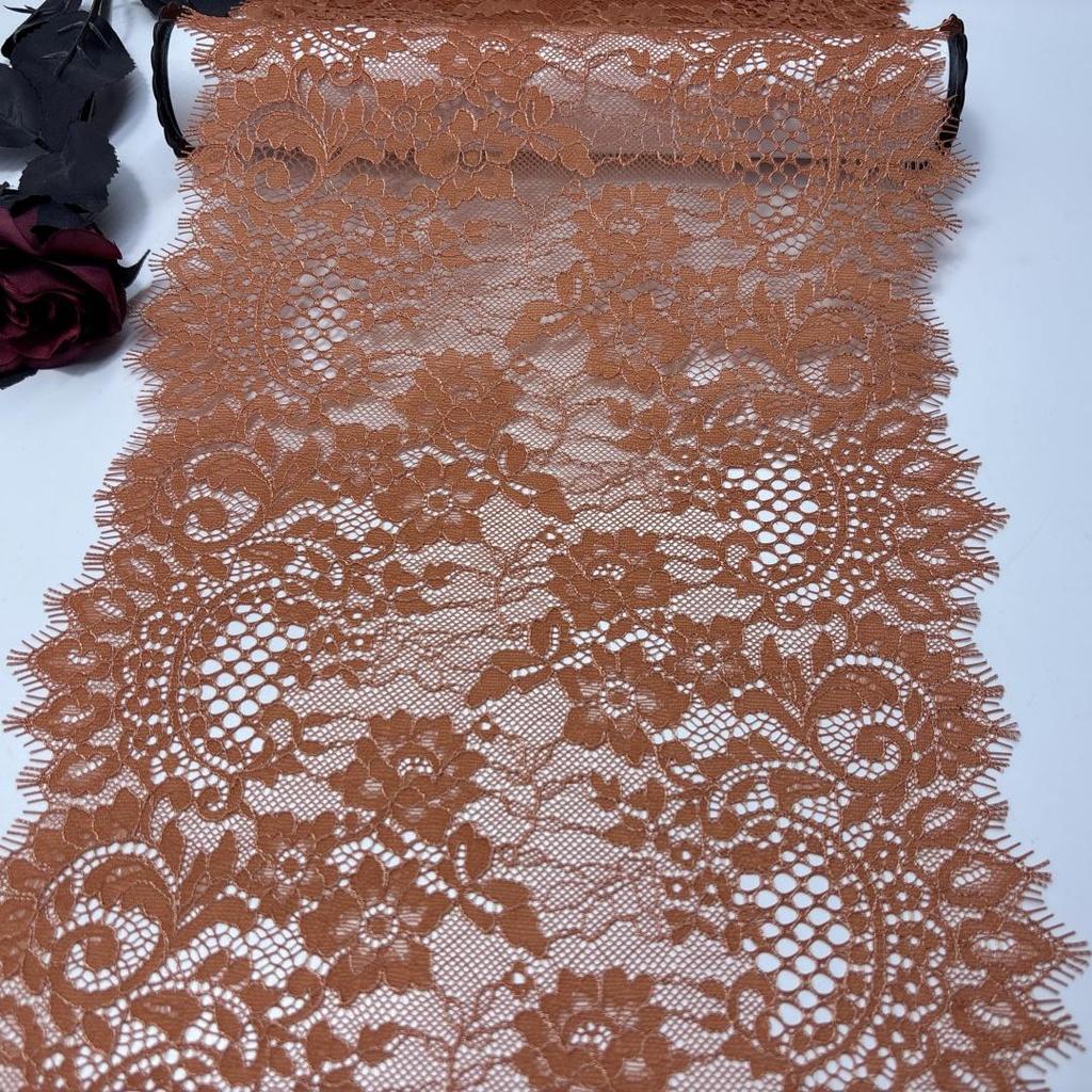 2.7m x 25cm Chantilly Lace, Non-stretch French Eyelash Lace Fabric for Sewing, Lingerie, Bra, Underwear, Dress, Garment, Crafting
