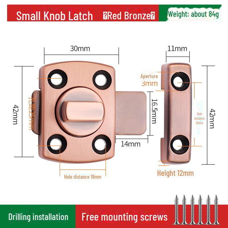 No-Drill Anti-Theft Door Latch Lock for Bathroom
