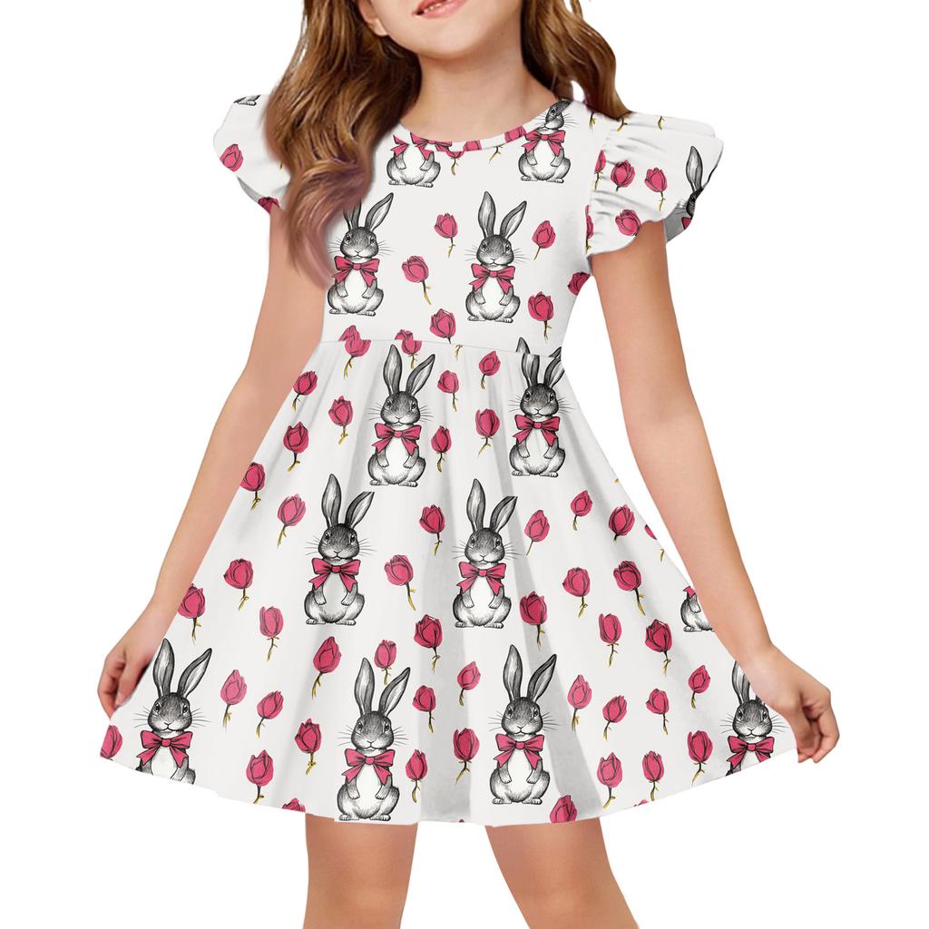Girls' Summer Princess Dress - A-Line T-Shirt Dress Easter Day