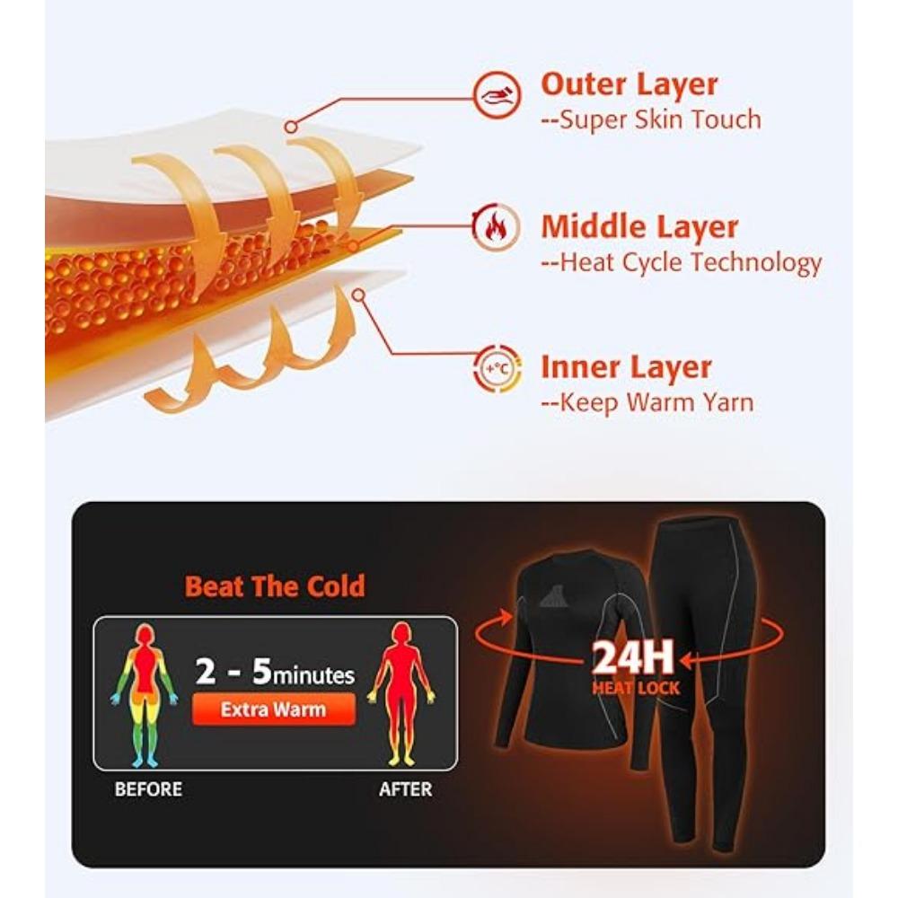 CHARMLEAKS Thermo-Unterwäsche-Set für Damen, Oberteil und Unterteil, lange Unterhose, warme Basisschicht für kaltes Wetter