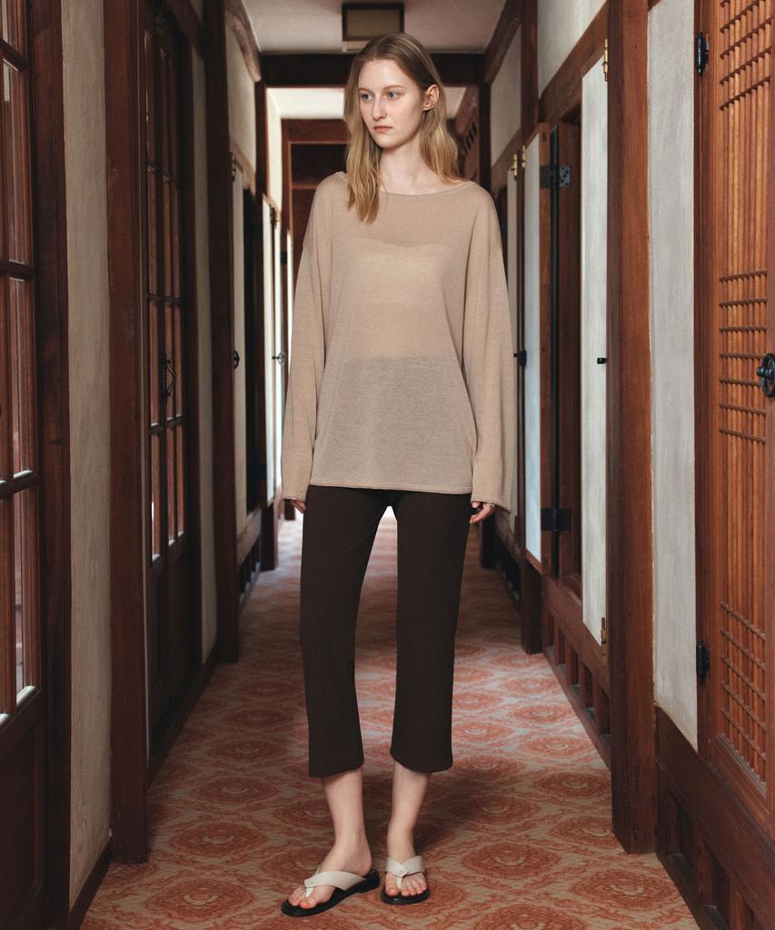Siyajyu Sikn2194 Loose Fit Natural Boat Neck Knit_Beige