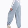 Women  Elastic High Waist Pant Casual Active  Fit Wide Leg Long Pants Trousers With Pockets