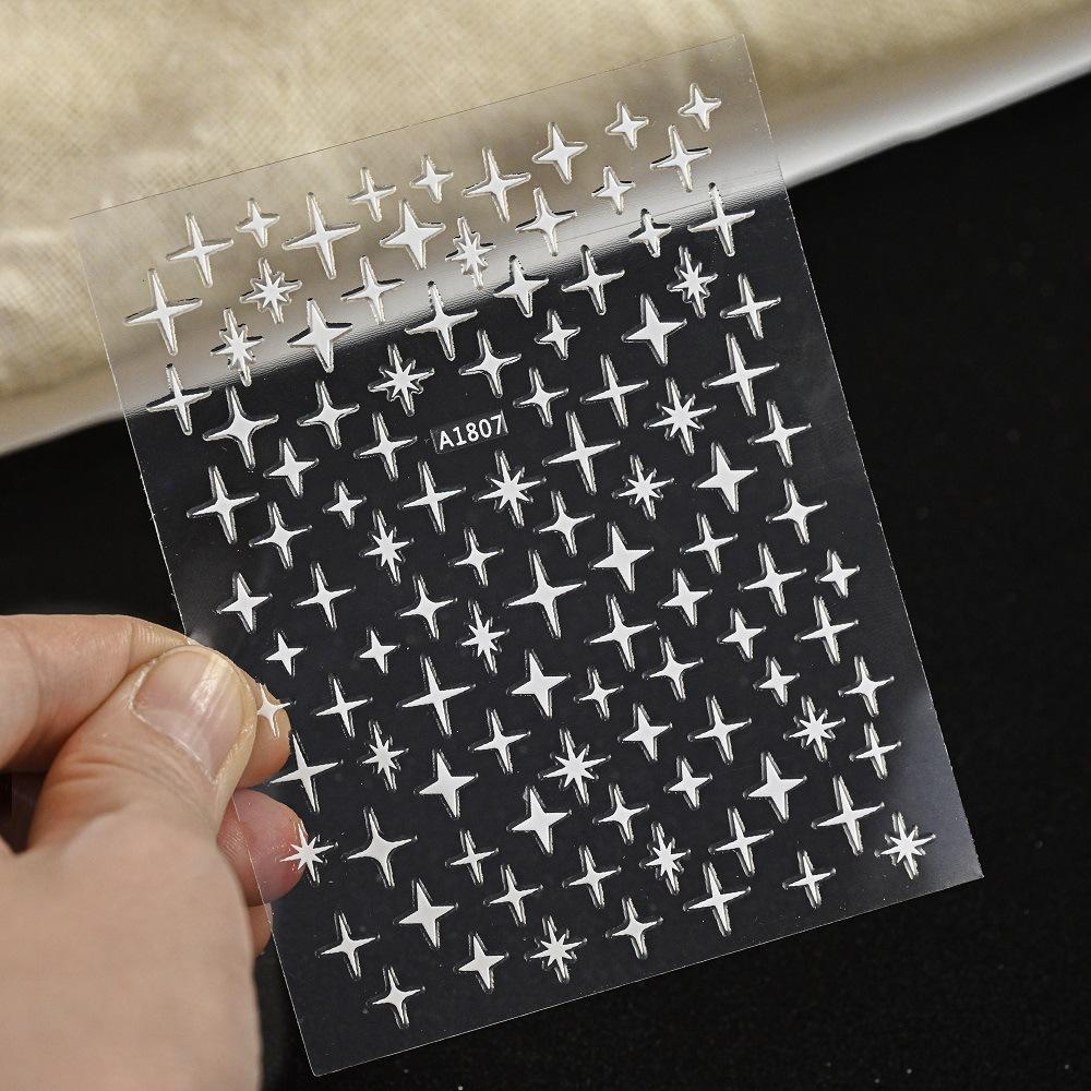 9-Color Four-Pointed Star Nail Art Sticker Diy Plastic Nail Art Decorative Sticker Color Star Light Nail Art Sticker