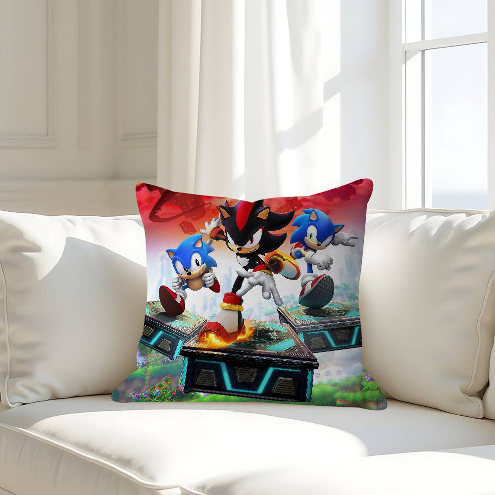 Наволочка Соник Ёж Съемная Моющаяся Наволочка – Всесезонный Мягкий Лен 16x16Inch