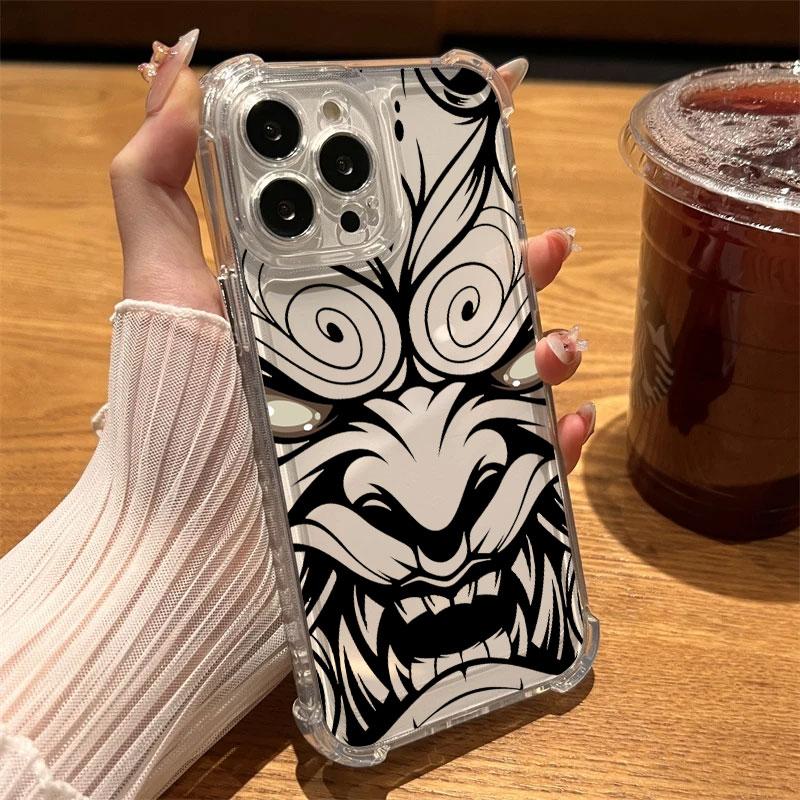 

Hannya Oni Warrior Ghost Mask Phone Case Clear For iPhone 17 16 14 15 11 12 13 Pro Max 16 E 15 Plus 17 Air Soft Shockproof Cover iPhone 11 Pro