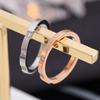 Titanium Steel Ring with Three Diamonds for Couples Stylish Thin Band Finger Ring Fashion Jewelry