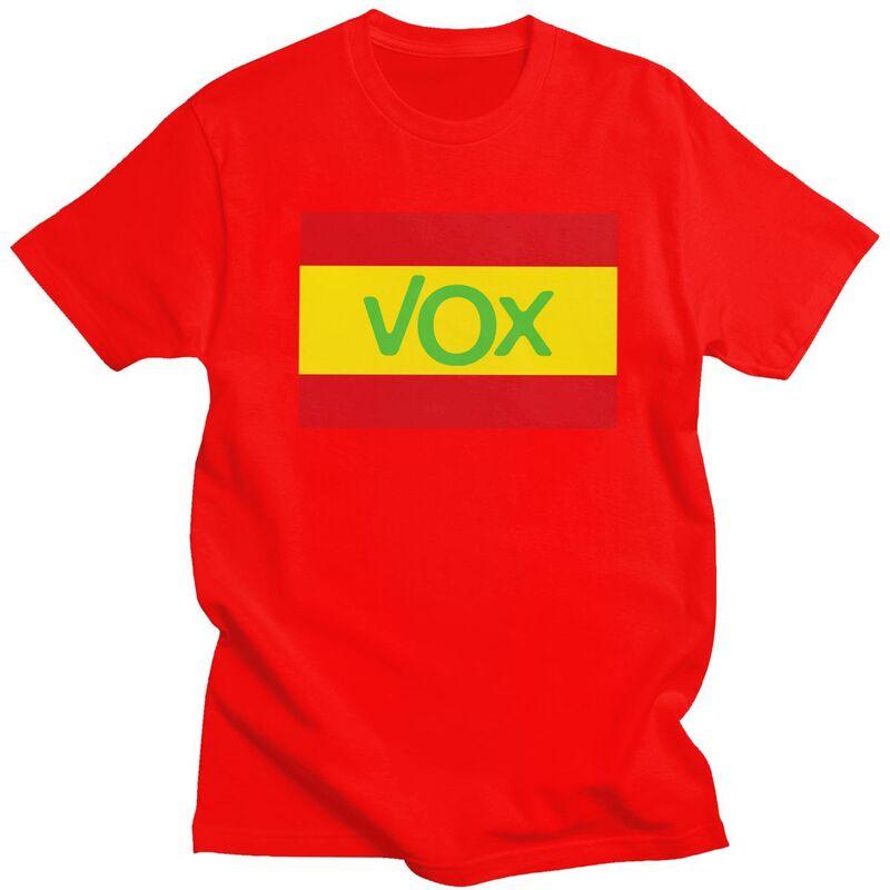 

Мужская футболка Vox с индивидуальным флагом Испании, футболки из чистого хлопка, короткий рукав, футболка испанской политической партии, свободный крой S
