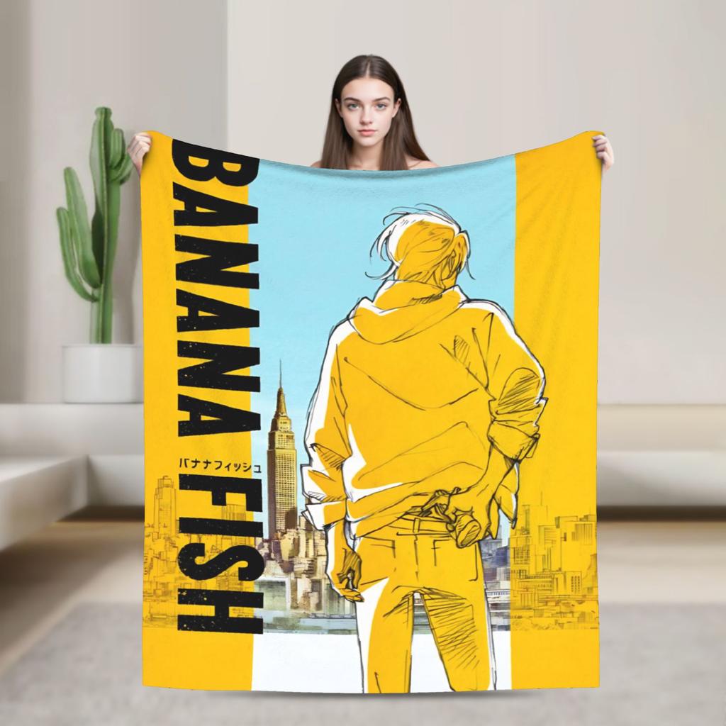 Banana Fish Anime Merch Blanket Warm Cozy Fluffy  Throw Blankets for Sofa 50x60 Inches Multi-size Bedspread