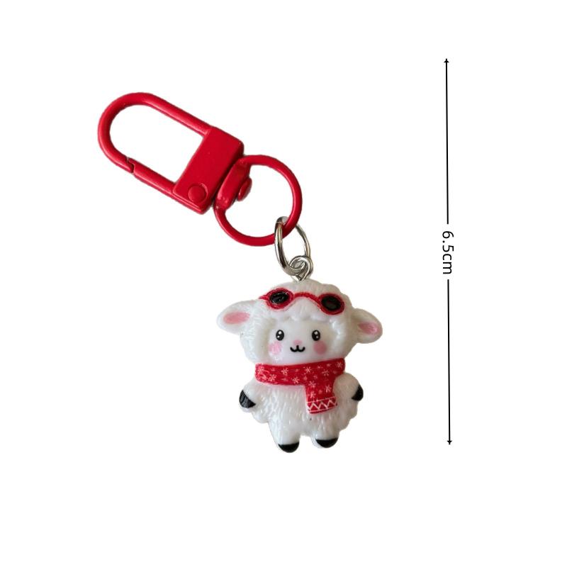 Cute Resin Red Scarf Lamb Keychain The Year Of The Goat Key Ring Bag Pendant Decoration New Year Gift