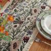 Vintage Green Jacquard Tassel Table Runner with Floral Design - Polyester, Frayed Edges, Perfect for Parties, Birthdays,Weddings,and Family Gatherings
