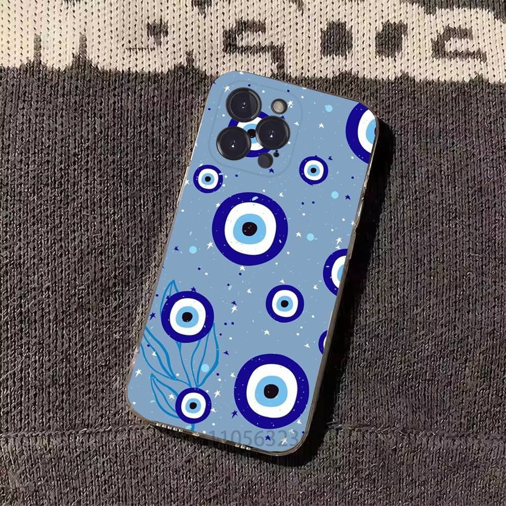 Lucky Eye Blue Evil Eye Print Phone Case for iPhone 11Pro 13 12 11 Pro Max 16e 17 Air 16 15 14 Plus 11ProMax