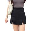 Women's Summer 2023 Black A-Line Slit Skirt: Campus-Chic Slim Fit