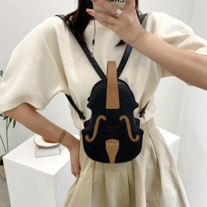 Yogodlns Borsa a tracolla creativa per violino femminile Zaini piccoli in pelle PU per donna Borsa a tracolla moda donna con filo di design di lusso