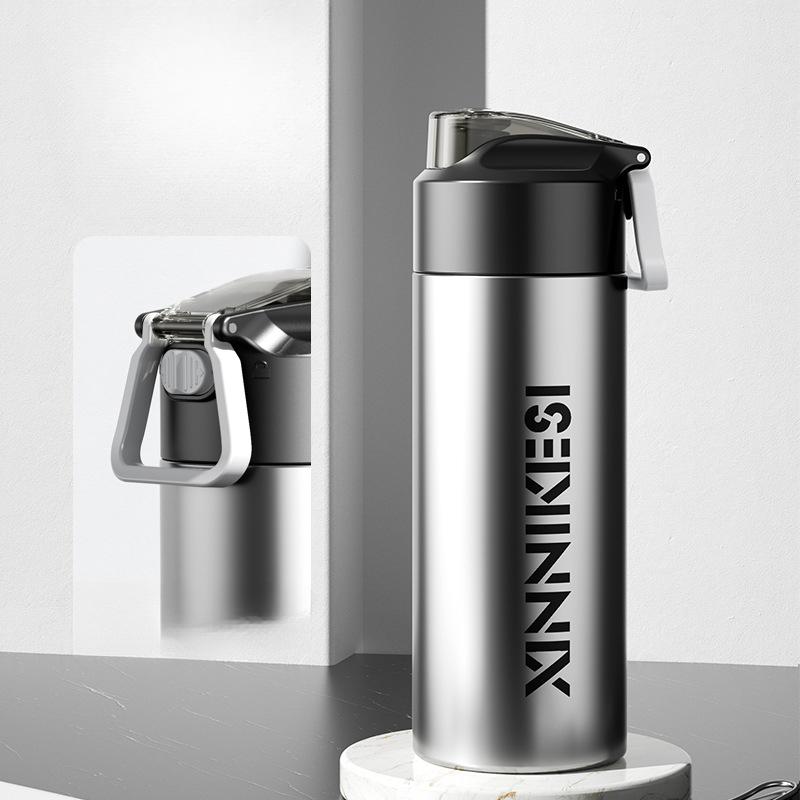 

Термос большой емкости, мужская студенческая спортивная кружка для воды 1000ml серебряный