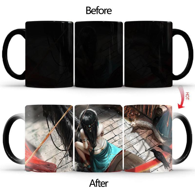 

Кружка «Девушка на лошади» BSKT-041 Посуда для питья Забавные кофейные чашки, меняющие цвет кофейные чашки Персонализированные подарки Кружки с эффектом обесцвечивания Керамика 350ml