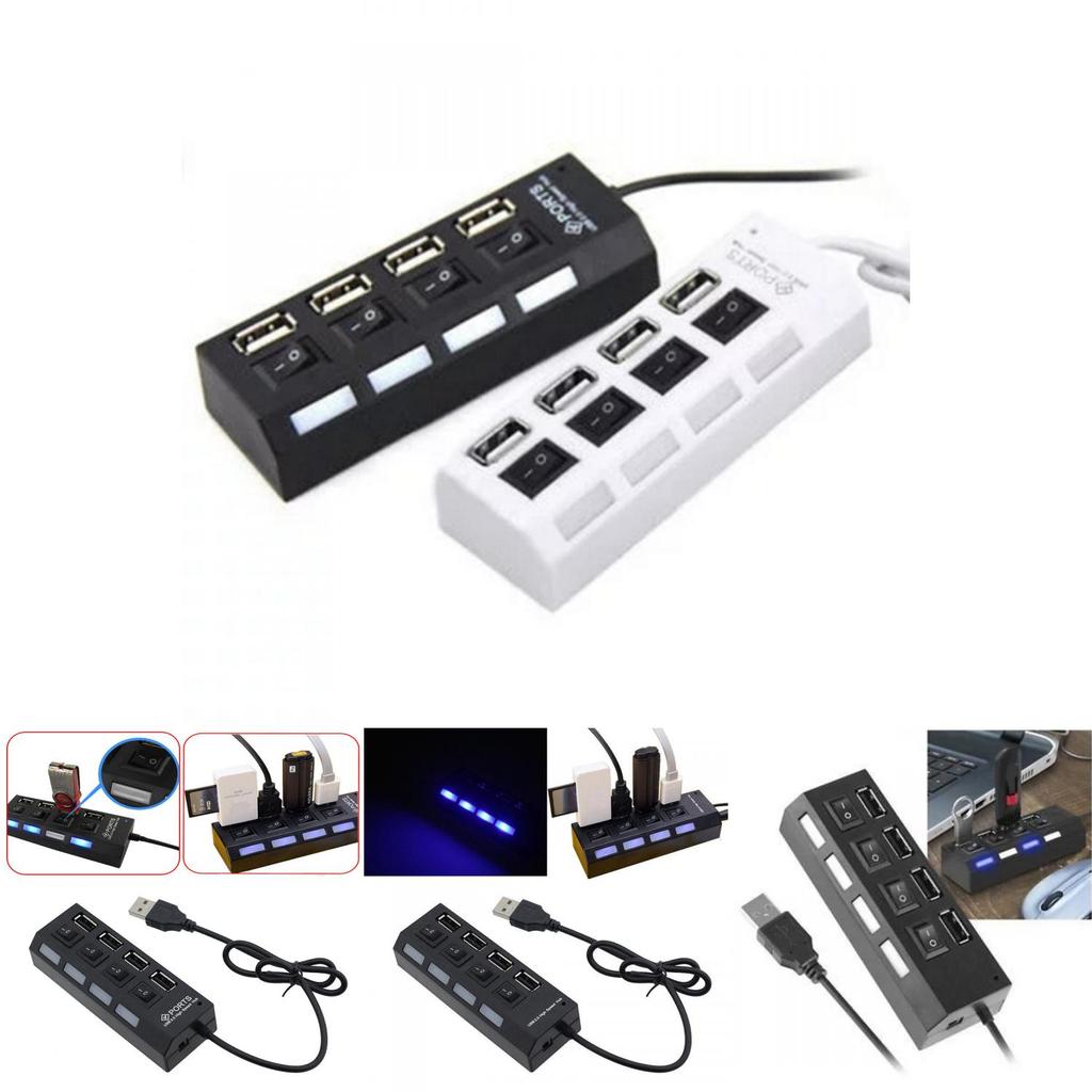 Black Led 4 Port Usb 2.0 Hub With Premium Quality Craftsmanship And Timeless Design