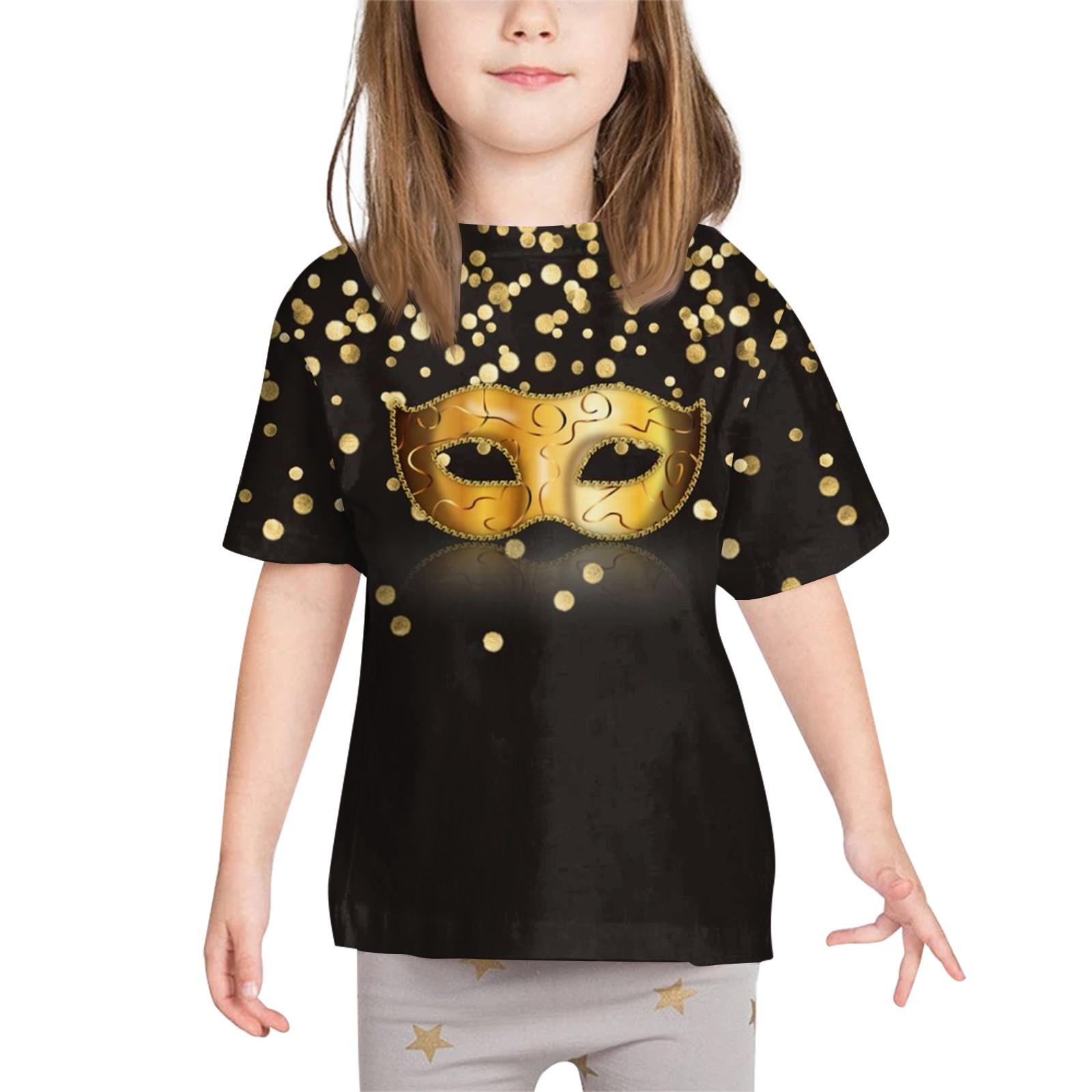 

Детские карнавальные топы, свободные футболки с короткими рукавами и круглым вырезом для мальчиков и девочек, топы 100 чёрный