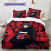 Naruto Anime Wzór Itachi Uchiha Pościel Dekoracja Domu Prezent Urodzinowy (1 * poszwa na kołdrę + 2 * poszewki na poduszki, bez rdzenia)