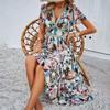Damenkleid Frühling und Sommer Lässiges Urlaubskleid mit Print und hoher Taille