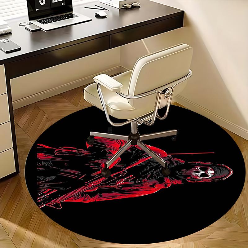 Grim Reaper,Military Gear Chair Mat Round Rug Office Carpet, Machine Washable, Non Slip, Suitable for Living Rooms, Bedrooms