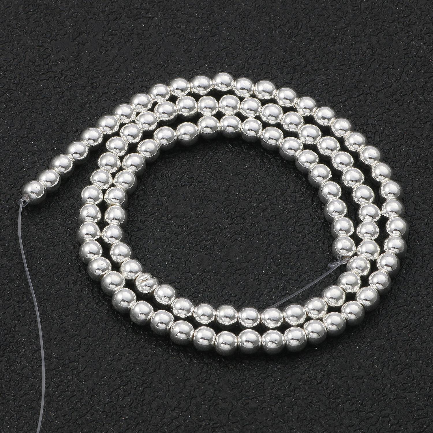 

Намистини з гематиту в стилі 45 із натурального каменю, срібного кольору, квадратні, круглі розпірні намистини для виготовлення ювелірних виробів, браслет, намисто своїми руками 15 дюймів 4mm Round срібний