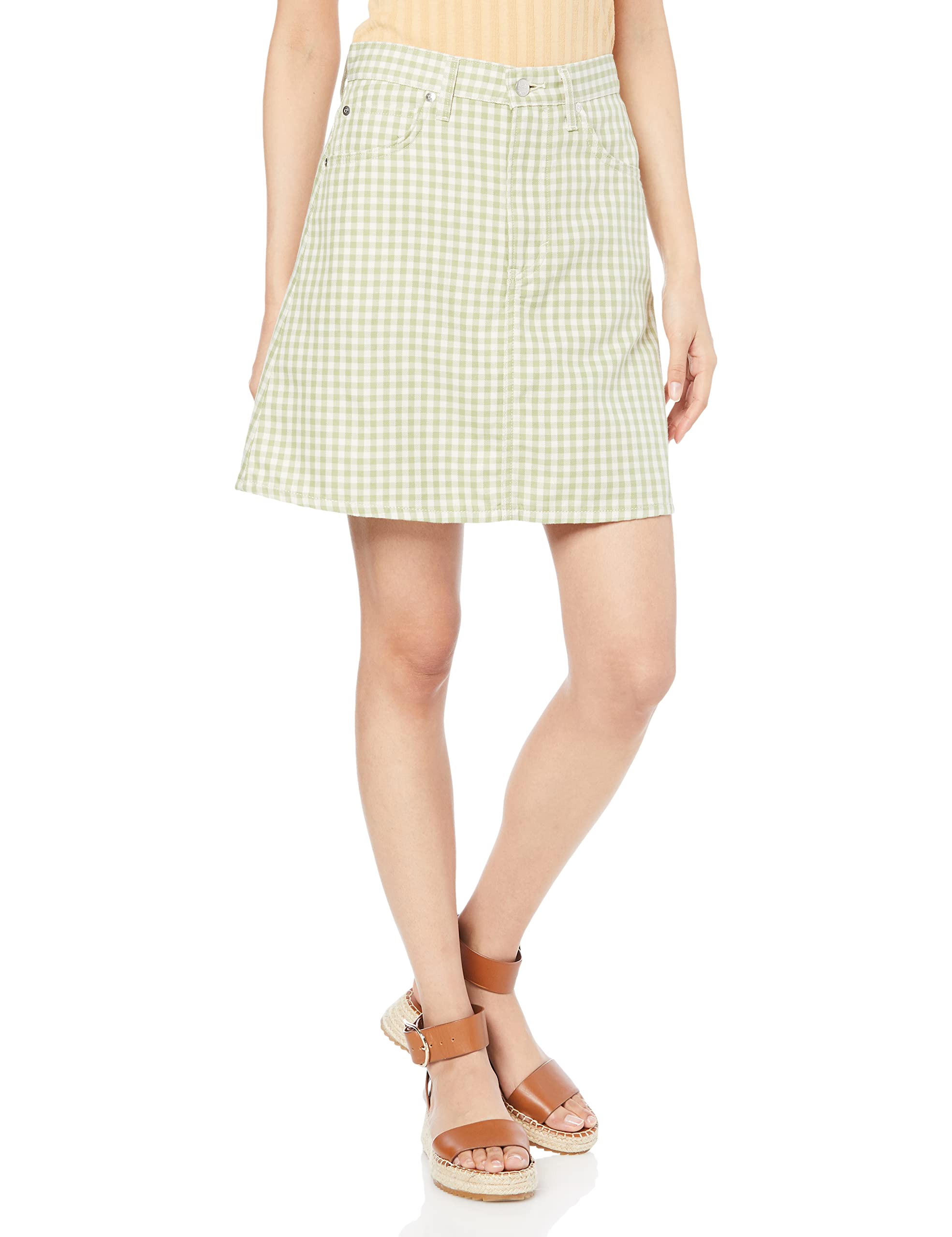 

Lee Mini Skirt Denim Skirt GREEN GINGUM S [Official] Women s