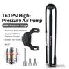 WEST BIKING 160PSI High Pressure Bike Pump Portable with Gauge Aluminum Alloy Compact Floor Pump for MTB Road Bikes AV FV