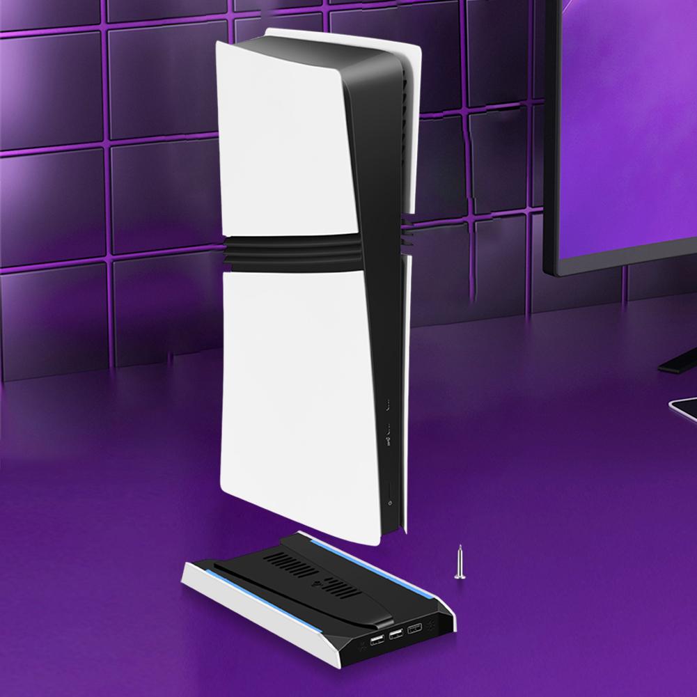 Pro PS 5 Slim/PS 5 Pro RGB vertikální chladicí stojánek Základna 8 režimů světla Herní konzole Základní držák S 3rychlostním chladicím ventilátorem Základní stojánek