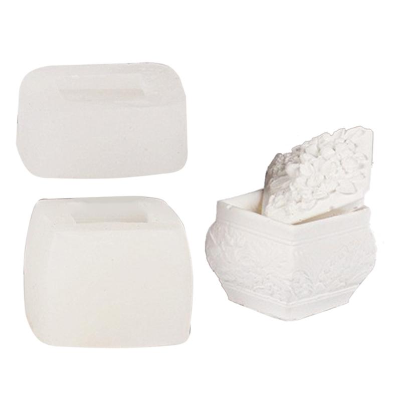 Rose Bottle Dripping Glues Mold Gypsum Ornaments Aromatherapys Candle Holder 3D Flowers Rose Storage Box Silicone Mold