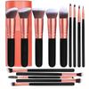 14Pcs Orange Rose Makeup Brush Set, Portable Soft Bristle Full Kit for Blush & Eyeshadow