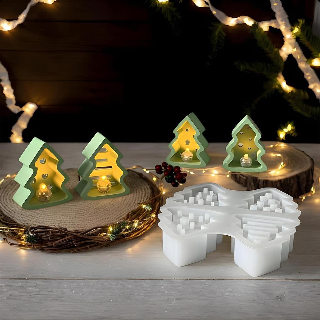 Christmas Tree Casting Mold Tree Candle Making Wax Plaster Mold Non Stick Handmade Crafts Supplies Plaster For Resin Wax Party