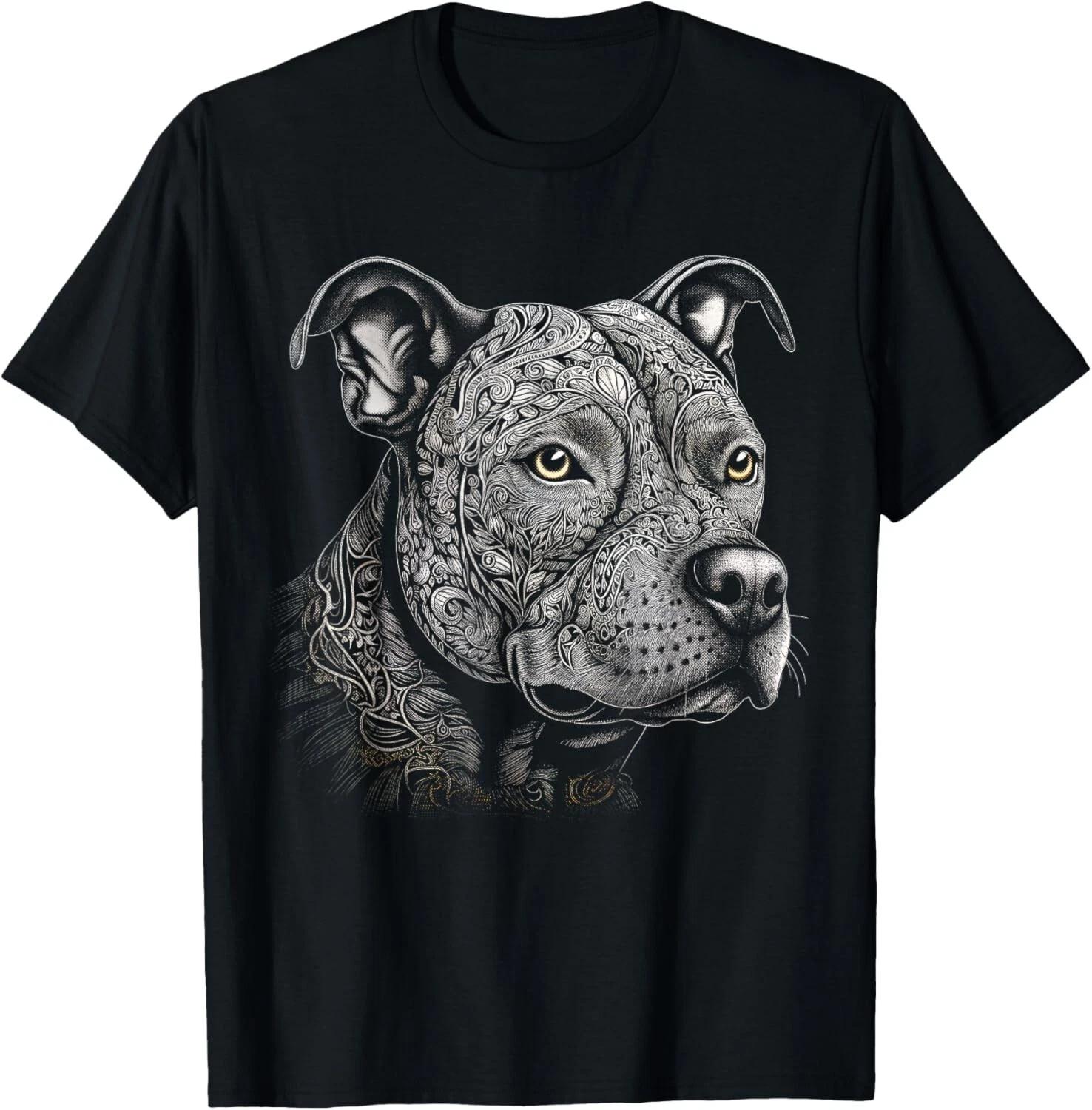 Pit Bull Mom Dog Lover Mandala Artistic Pitbull Owner Women Gift Unisex T-Shirt XL