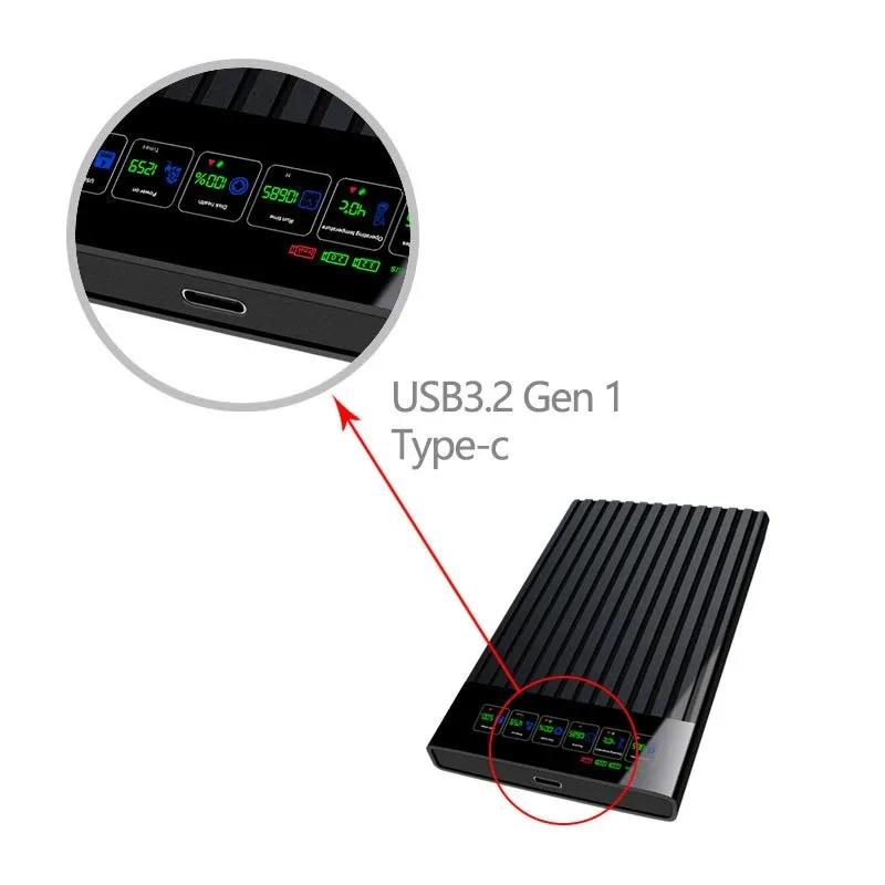 Portable SATA To Type-C Hard Drive Chassis Intelligent Digital Display Adapter 2.5 Inch 6Gbps External HDD Case for PC Laptop