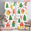 2pcs,2D Plane Printing Curtains&Window Treatment Christmas Tree Gingerbread Mitten (3) Polyester Easy Install (without Rod)