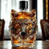Wolfskopf Whiskey-Karaffe, 3D-Glas-Wolf-Spirituosenflasche mit Stopfen, Handgeblasener Tier-Weinspender für die Hausbar, Geschenkbox
