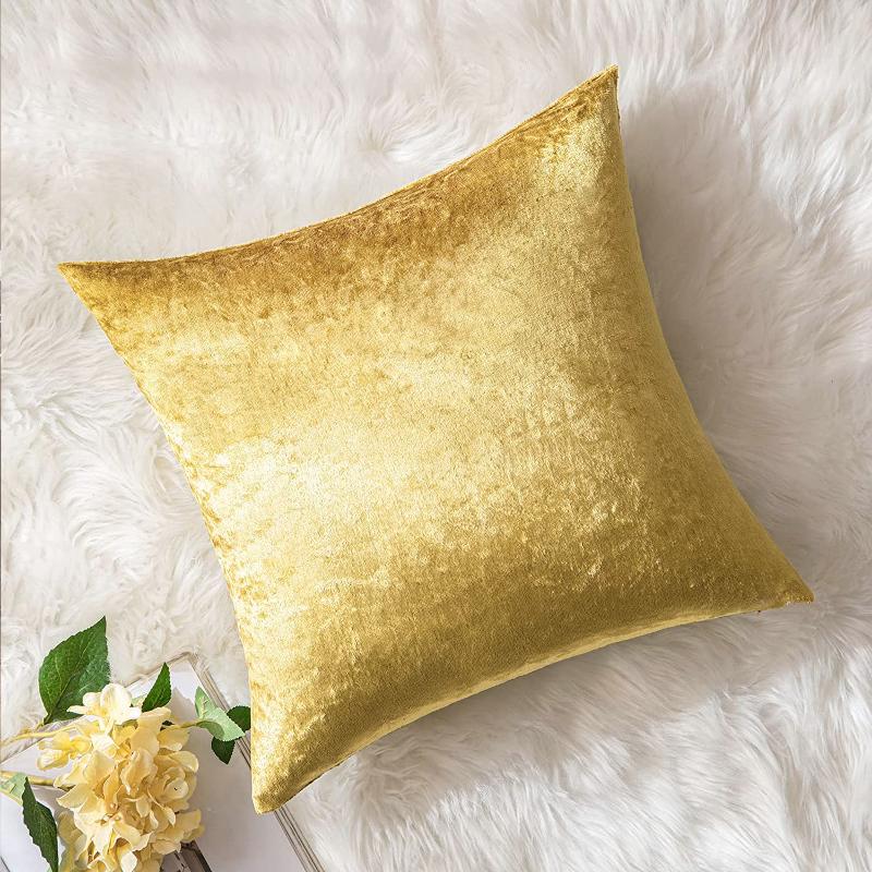Plus Square 70×70cm Golden Velvet Pillow Cover Luxury Soft Sofa Bed Living Room Pillow Case Home Bed 50x70cm Pillow Covers New