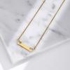 European Bestseller Stainless Steel Horizontal Bar Necklace with Hollow Heart & Name Engraving Option