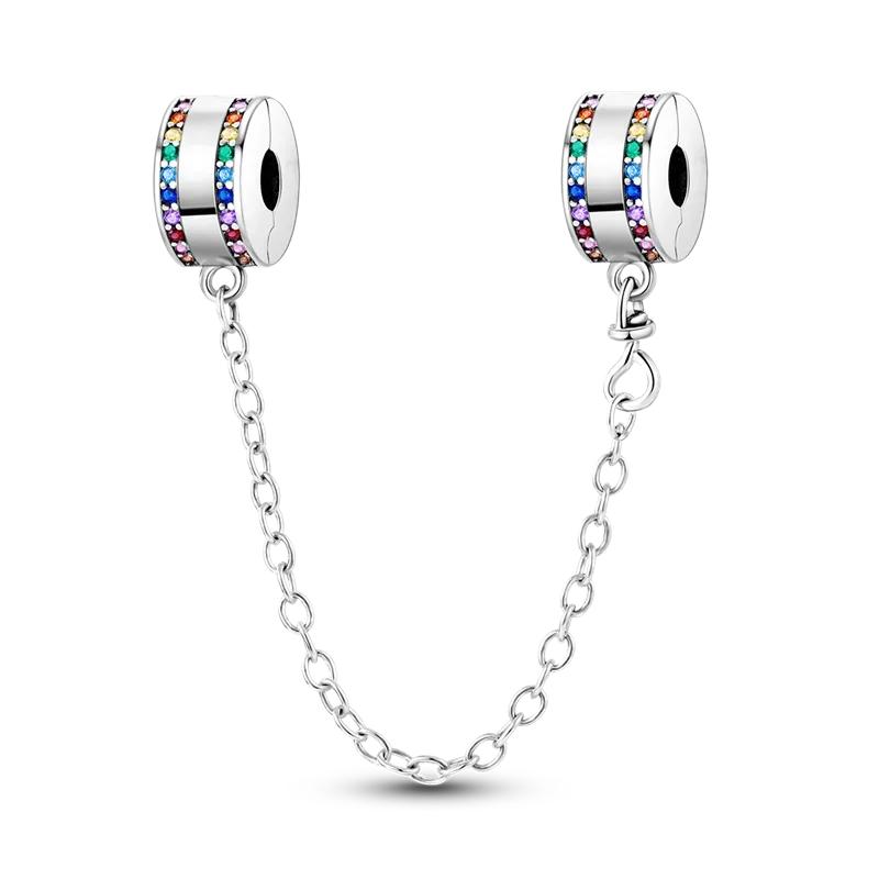Copper Star Crescent Sun Earth Safety Chain Piece Fit Original Wrist Bracelet Beaded Designer Charms Necklace Female Jewelry