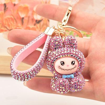 Internet Celebrity Labubu Keychain Creative Diamond Studded Labubu Doll Car Key Accessories Exquisite Women's Bag Pendant