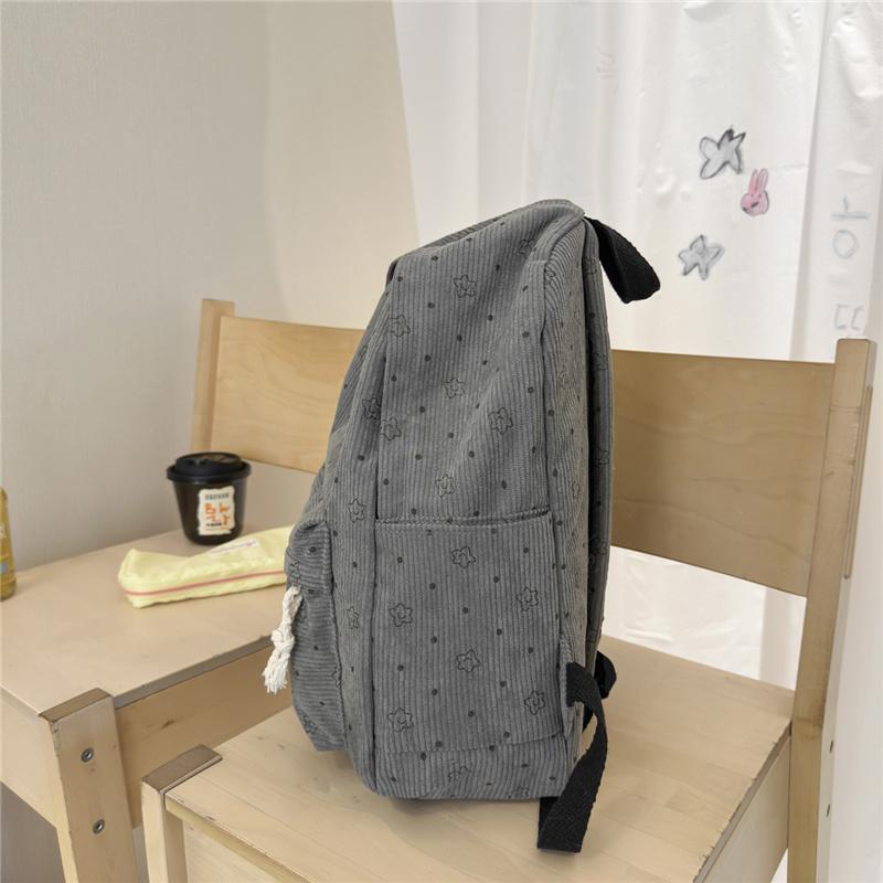 Women's Corduroy Student Schoolbag Printed Backpack