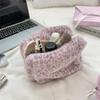 New autumn winter leopard print plush makeup bag Large Capacity Women Cosmetic Bag with Zipper Travel Clutch