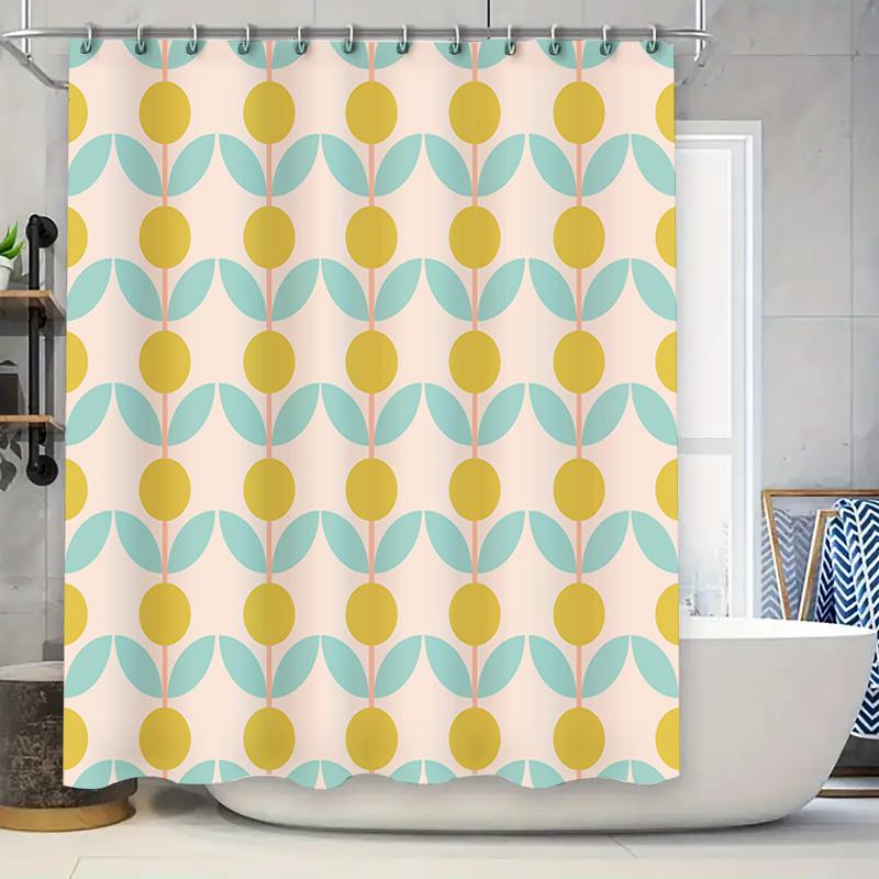 

Modern Retro Shower Curtain Flowers Leaves Bath Decoration Waterproof Printing Bathroom Liner Home Decorative Size Av W60H190(CM)-1 Pcs