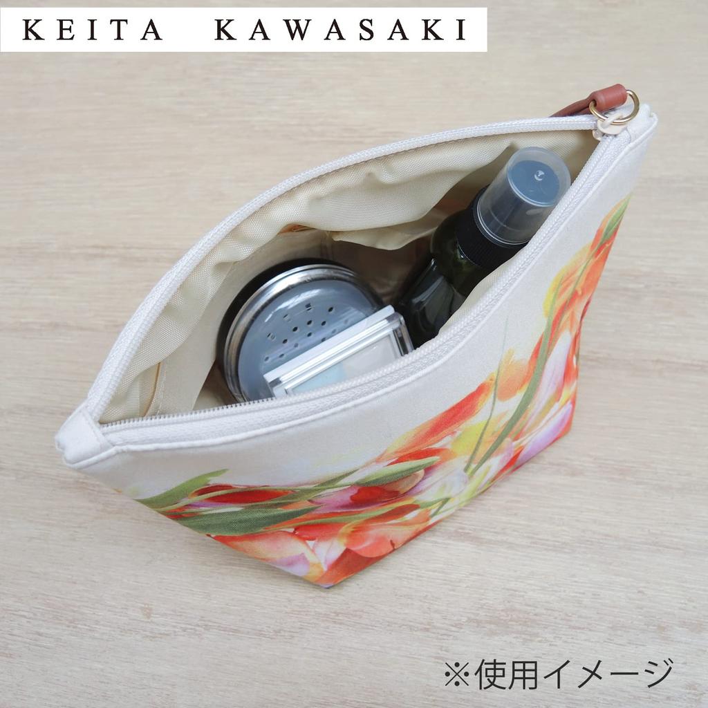 Kawashima Selkon KEITA KAWASAKI Tulip W21 X H12 X Elegant Floral Design Pouch, IV, Ivory, D10cm, GF1386,