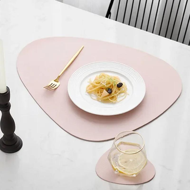 Double-Sided Pu Leather Placemat Teacup Coasters Waterproof And Oil-Proof Table Mats Western Restaurant Heat-Insulating Mats