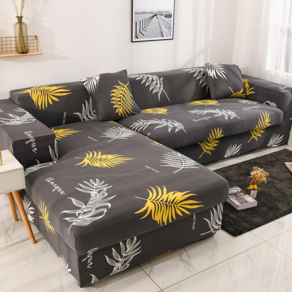 Stretchable L-Shaped Sofa Cover with Ins Print Full Coverage Universal for All Seasons